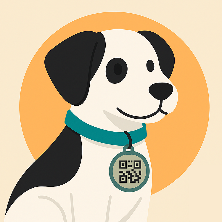 QR code tag on a pet collar